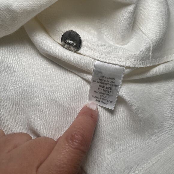 Itemz Chris Baumgartner Linen Blouse Tunic Ivory One Size Fits Most Lagenlook EC - Picture 6 of 11